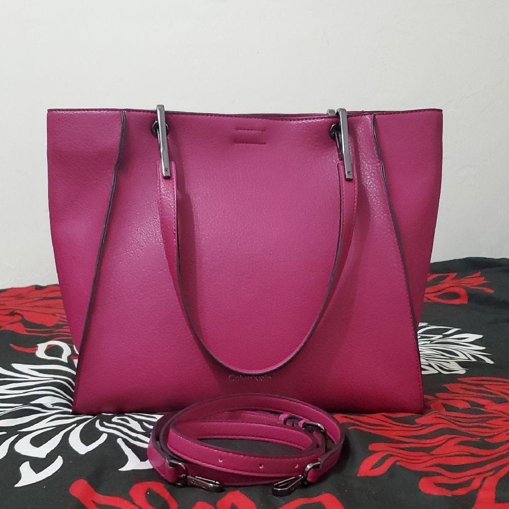 Calvin Klein Reyna Pink Rasberry Radiance Crossbody Tote Bag
